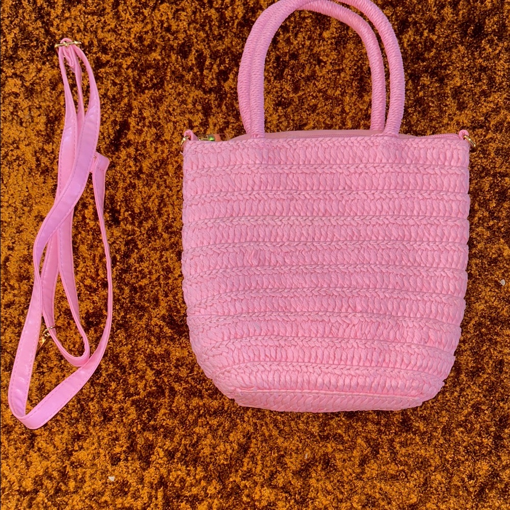 Elegant Pink Knit Tote Bag